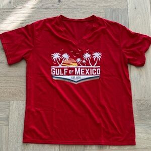 Red Gulf of Mexico Graphic T-Shirt
